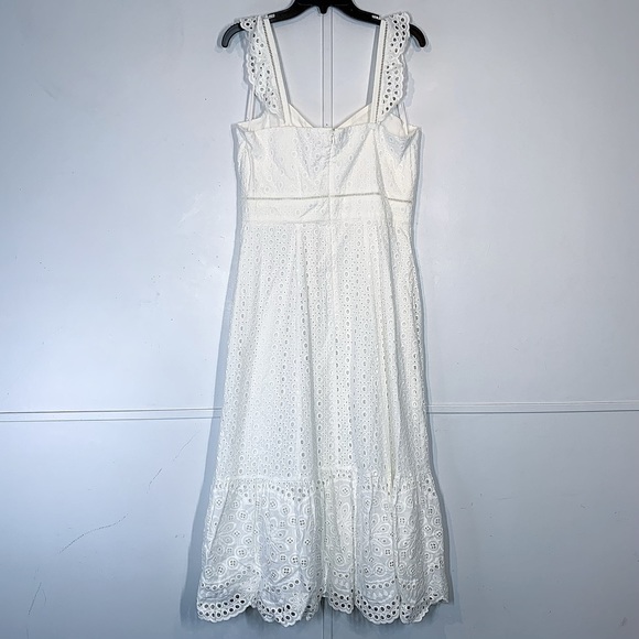 Parker Genevieve Long Eyelet MIDI Dress in Ivory - Picture 6 of 12